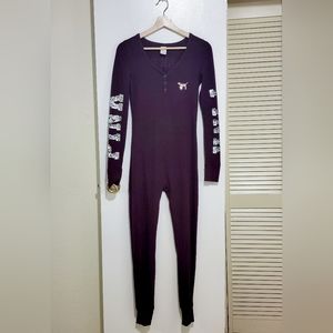 PINK Victoria's Secret XS Long John's Full Body Suit /w Snap Butt & Sequin Sayin